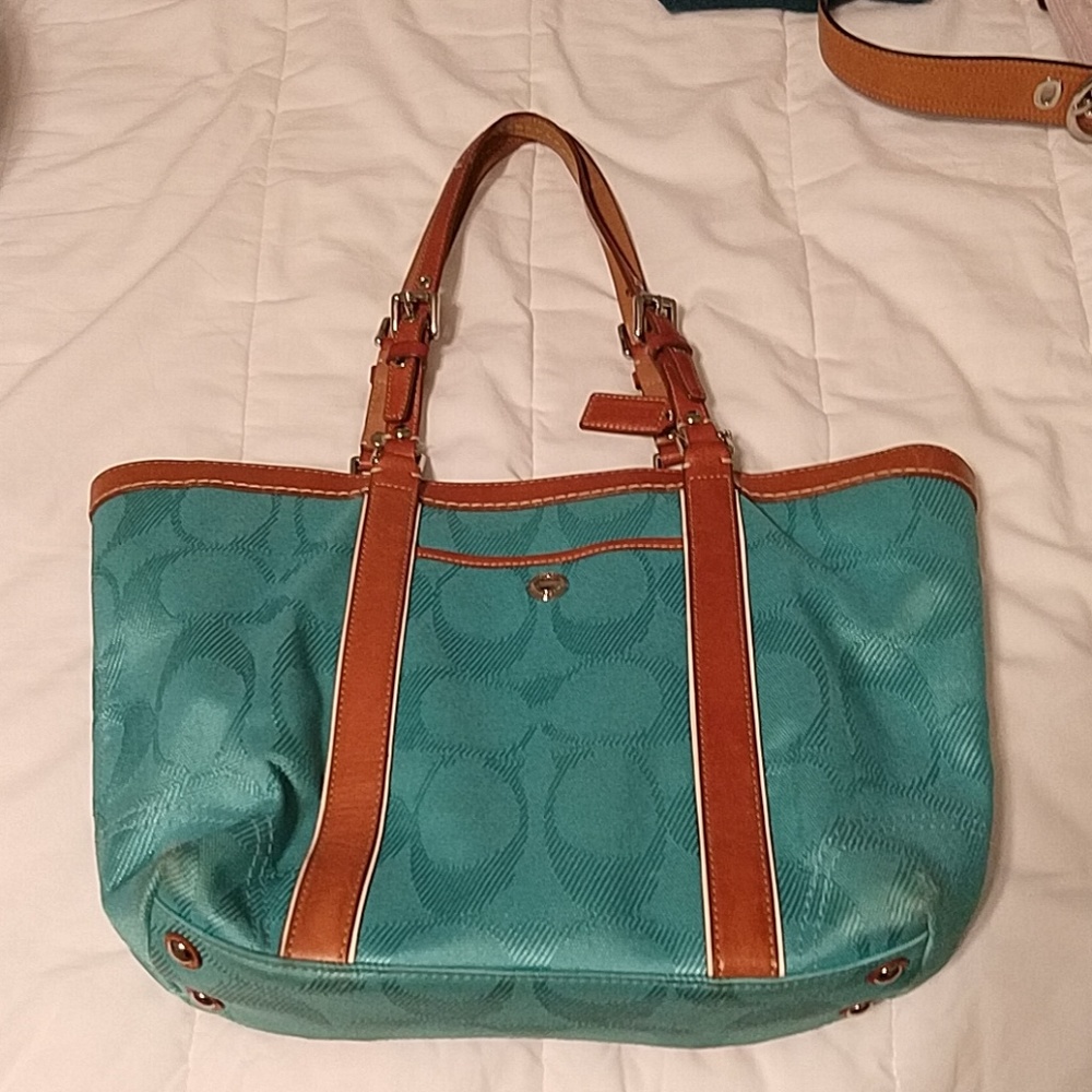 Coach purse aqua